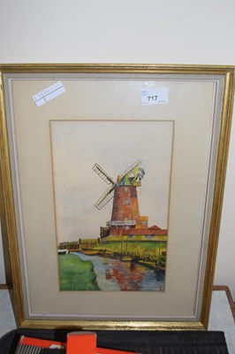 Lot 717 - Windmill on the Broads, watercolour, framed...