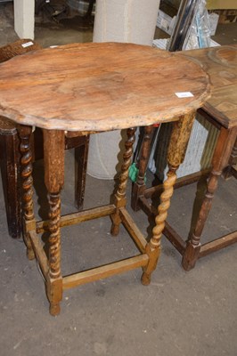 Lot 933 - Oak occasional table on barley twist legs