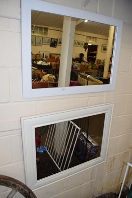 Lot 971 - Two modern wall mirrors in white painted frames