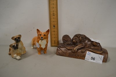 Lot 56 - Mixed Lot: Two Beswick model dogs and a carved...