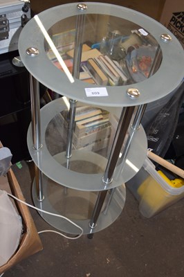 Lot 809 - Three tier glass side table