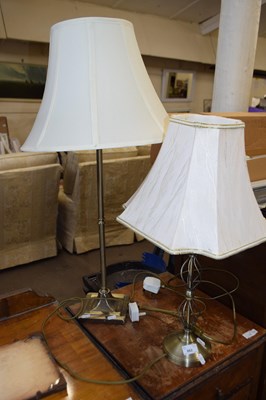 Lot 862 - Two brass effect table lamps