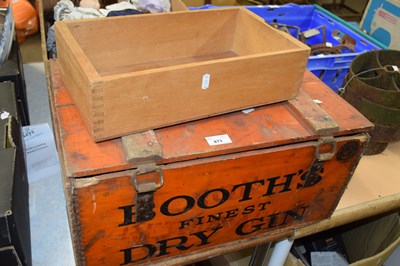 Lot 873 - A Booths storage box and wooden filing tray