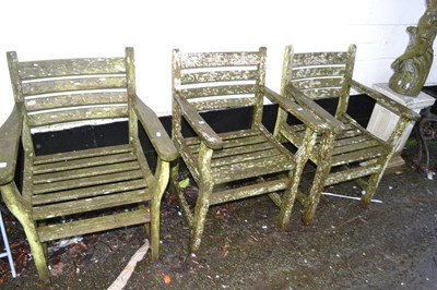 Lot 367 - Set of three hardwood garden seats