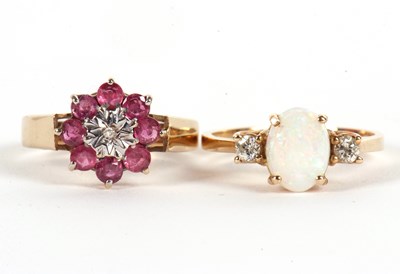 Lot 70 - Two 9ct gemset rings, the first set with an...