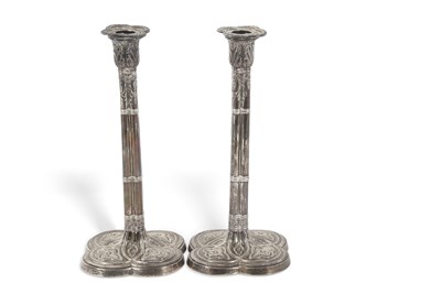 Lot 200 - Pair of Art Nouveau silver candlesticks of...
