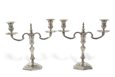 Lot 203 - A pair of Irish Sterling Silver cast two light...