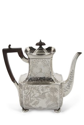 Lot 204 - Late Victorian silver coffee pot of tapering...