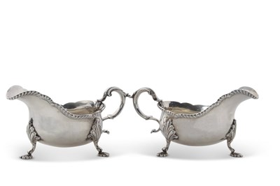 Lot 208 - Pair of George VI silver sauce boats of...