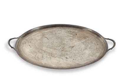 Lot 209 - A George VI large two handle silver tray of...