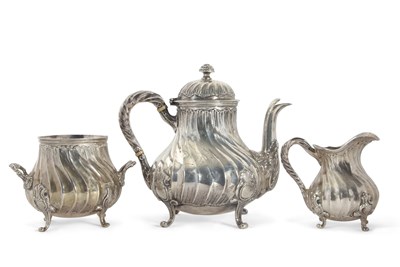 Lot 211 - Late Victorian Scottish silver three piece...