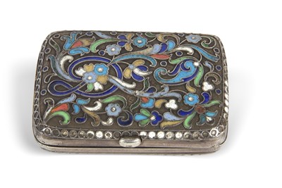 Lot 227 - A Russian silver and cloisonne enamel purse,...