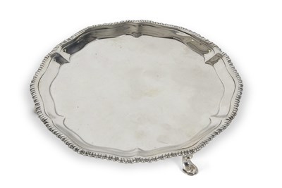 Lot 231 - George III silver card tray having a shaped...