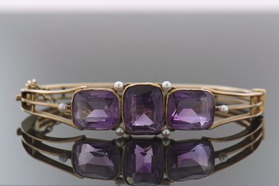 Lot 302 - A late 19th century amethyst and seed pearl...