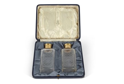 Lot 236 - A cased pair of silver, gilt and glass...