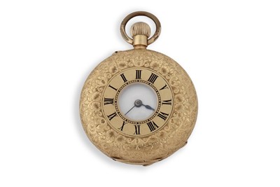 Lot 255 - A yellow metal half hunter pocket watch...