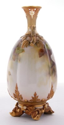 Lot 18 - A Royal Worcester vase of lobed shape, finely...