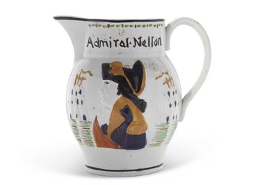 Lot 41 - A Pratt Ware type jug modelled with Admiral...