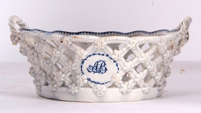 Lot 65 - A rare and unusual Lowestoft porcelain basket,...