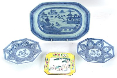 Lot 109 - A Chinese porcelain rectangular plate, late...