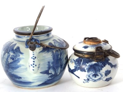 Lot 111 - An Oriental teapot and cover with blue and...