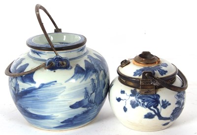 Lot 111 - An Oriental teapot and cover with blue and...