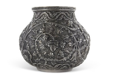 Lot 82 - Indian Kutch white metal baluster vase having...