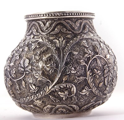 Lot 82 - Indian Kutch white metal baluster vase having...