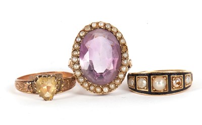 Lot 78 - Three gemset rings, to include a late...