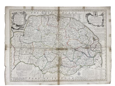 Lot 538 - EMAN BOWEN: Coloured engraved map of Norfolk...