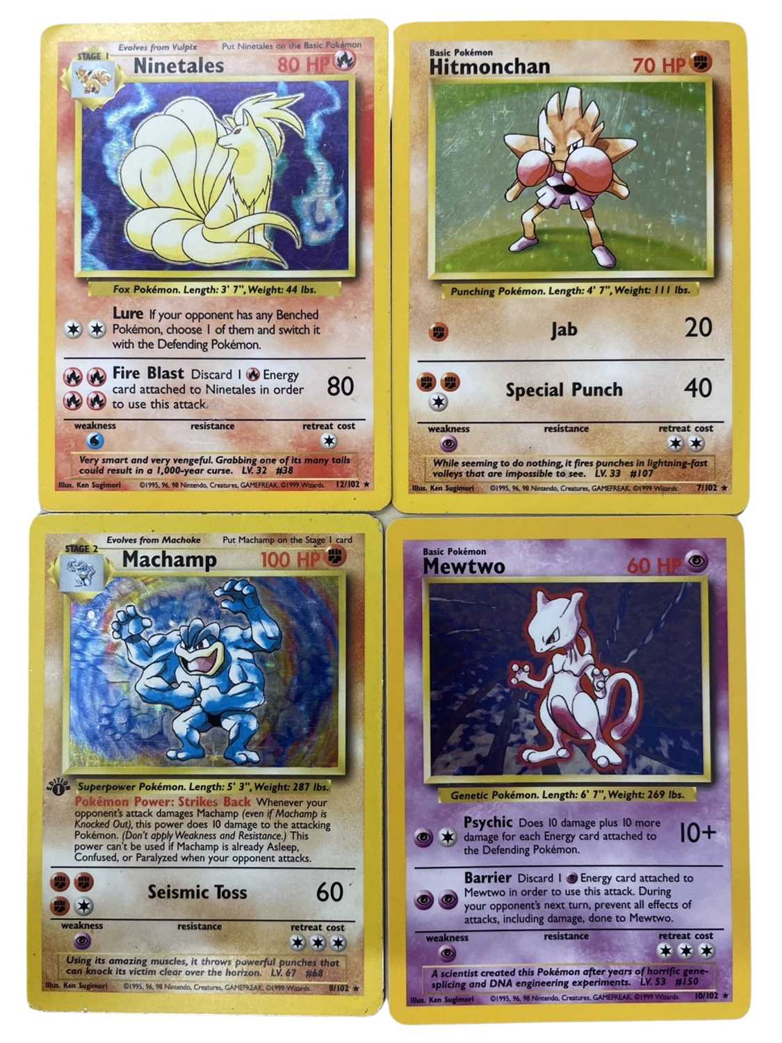 Lot 267 - Four 1999 Base Set holographic Pokemon cards,