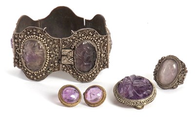 Lot 232 - A quantity of Chinese amethyst jewellery, to...