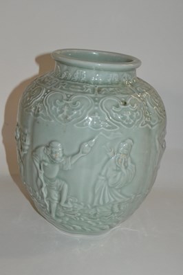 Lot 318 - A Chinese vase of globular form, the celadon...