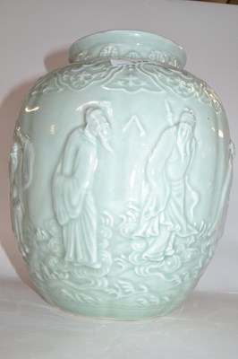 Lot 318 - A Chinese vase of globular form, the celadon...