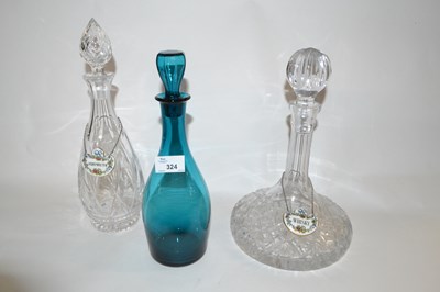 Lot 354 - Group of three decanters, two cut glass...