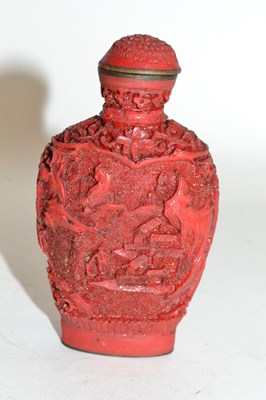 Lot 371 - Carved cinnabar lacquer scent bottle