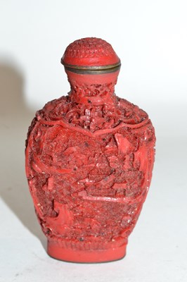 Lot 371 - Carved cinnabar lacquer scent bottle