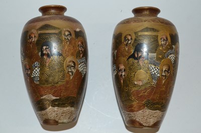 Lot 372 - Pair of Japanese Satsuma vases, Meiji period,...