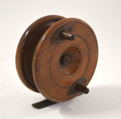 Lot 5 - wooden 4.5" trout fly fishing reel with brass...