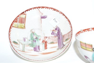Lot 412 - A Lowestoft porcelain tea bowl and saucer with...