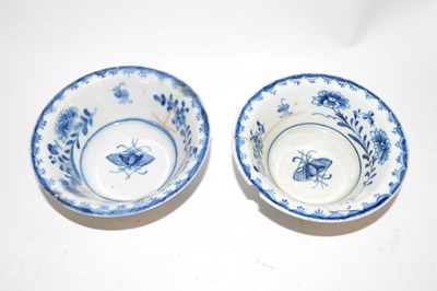 Lot 416 - Two Lowestoft porcelain patti pans, both with...