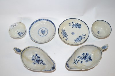Lot 420 - Two 18th Century porcelain sauce boats with...