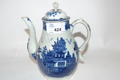 Lot 424 - A Lowestoft coffee pot and a cover, the pot...