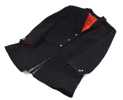 Lot 41 - Is a black hunt coat with red lining and black...