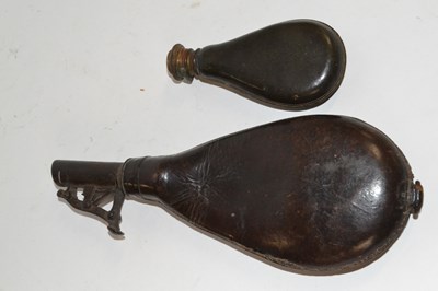 Lot 452 - Two 19th Century leather powder flasks