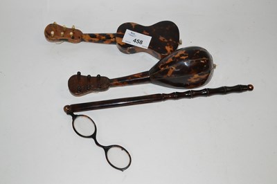 Lot 458 - Small tortoiseshell model of a guitar and one...