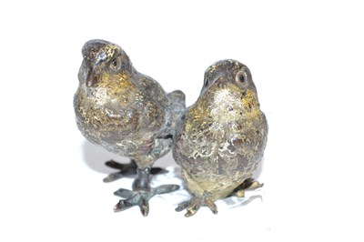 Lot 459 - A small pair of cold painted bronze sparrows
