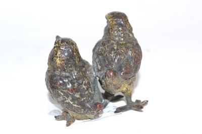 Lot 459 - A small pair of cold painted bronze sparrows