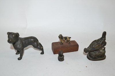 Lot 469 - Group of bronzed models, a dog, chicken and...