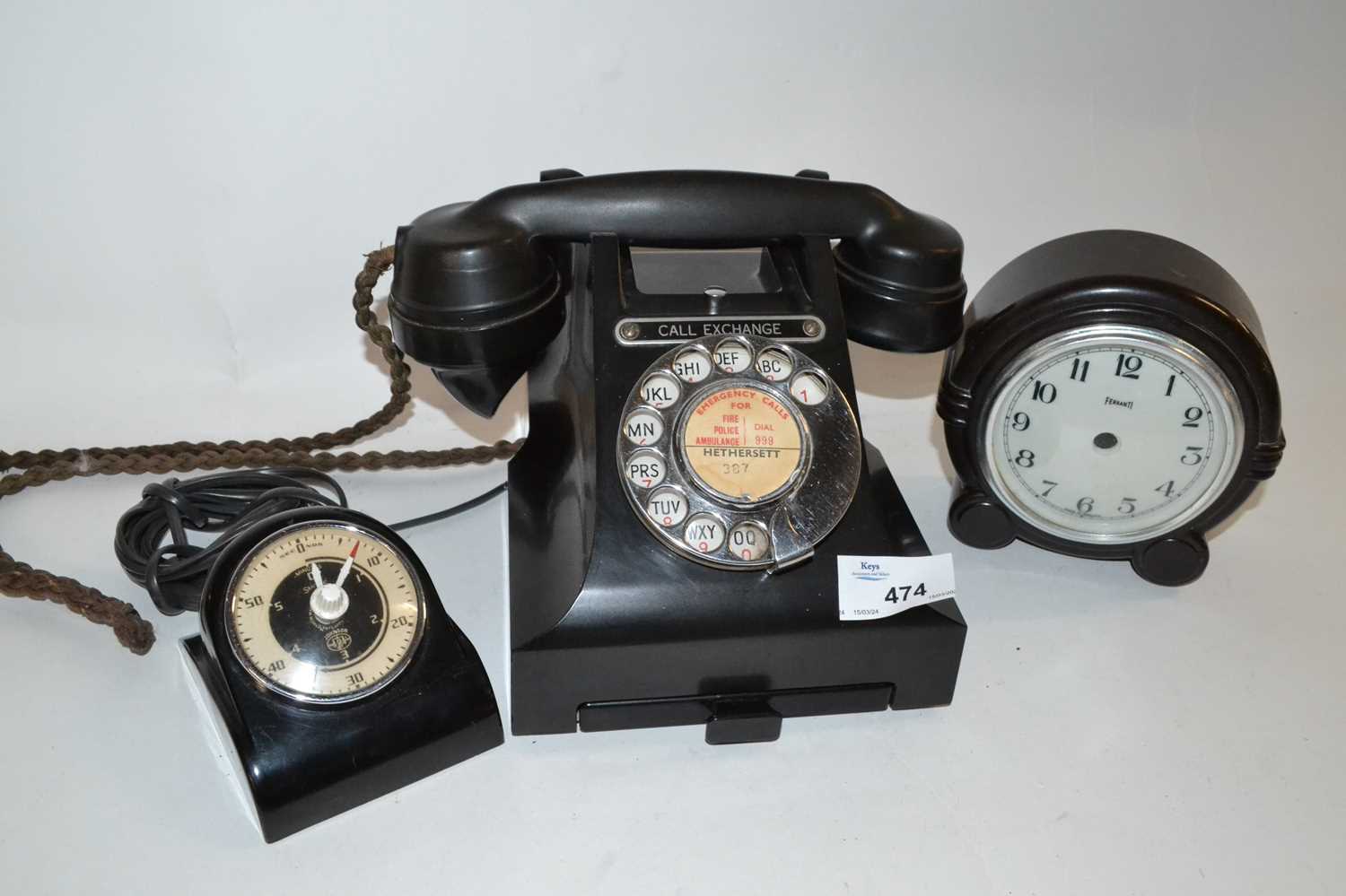Lot 474 - A vintage GPO telephone with two other items